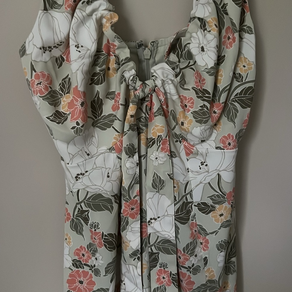 Abercrombie & Fitch Green Floral Midi Dress, XSP - Picture 4 of 4